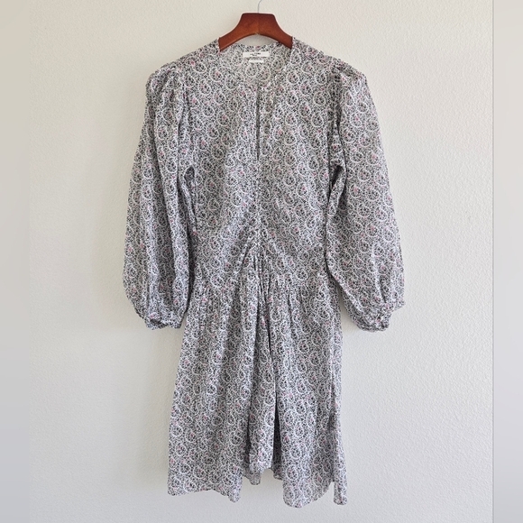 Étoile Isabel Marant Marili Paisley Ruched Blouson-Sleeve Dress Size 36 or US 4 - Picture 5 of 16